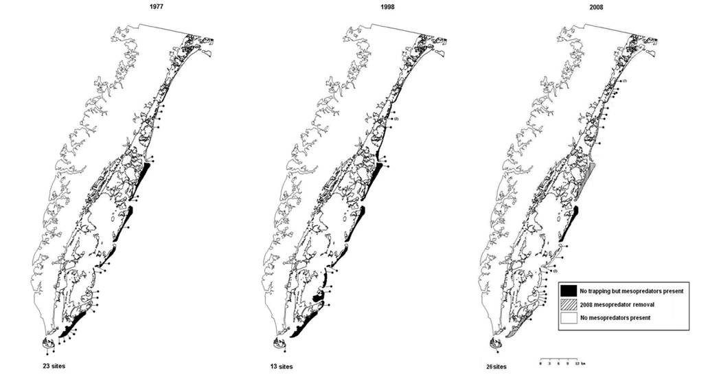 Distribution of mammals and bird colonies over the last several decades