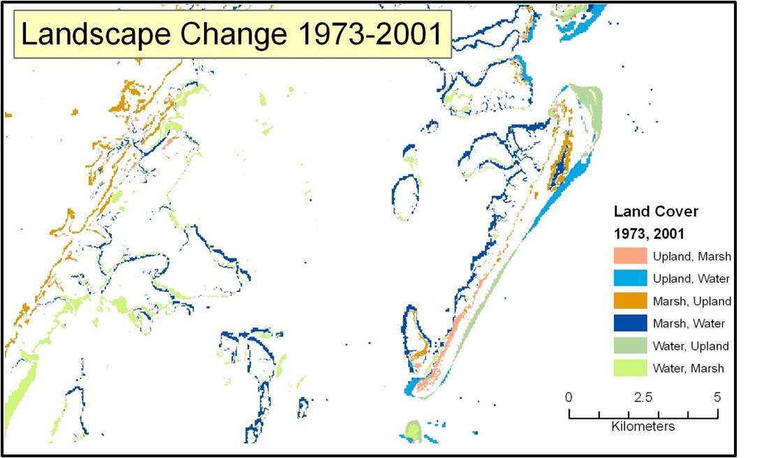 Land Cover Change of Hog Island - 1973-2001